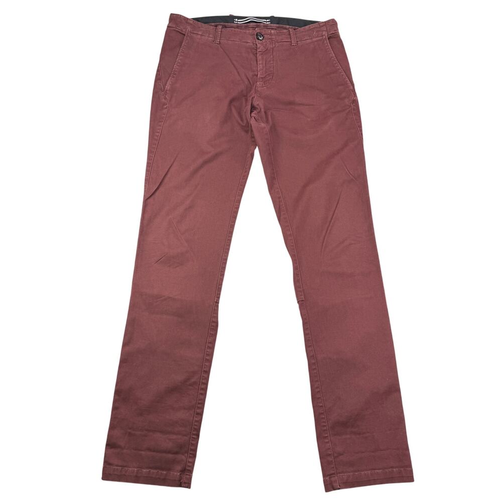 STONE ISLAND Chino Slim Fit Pants Type SK Size 34 Washed Maroon - Picture 2 of 9